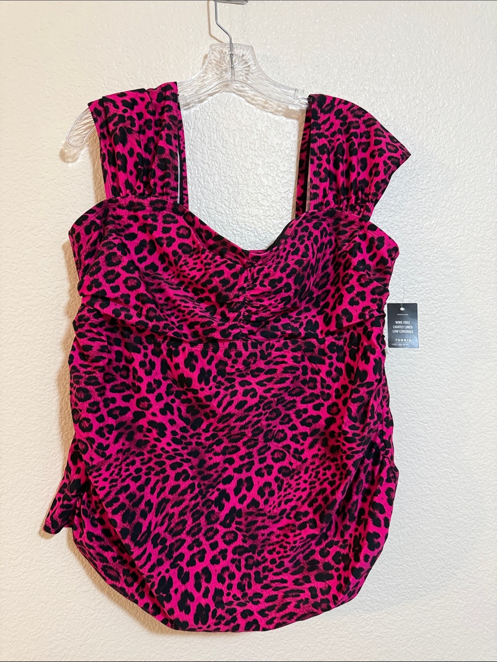 Torrid Swim Top Women's Hot Pink Leopard Print Wide Straps plus size 2